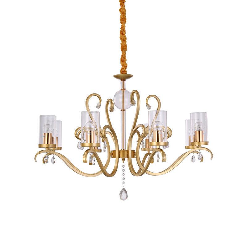 6/8-Head Tube Shade Chandelier Lamp Antiqued Gold Light - Rebooters