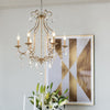 Rustic Candelabra Chandelier 6 Lights Crystal Strand Pendant Lighting in Gold - Rebooters