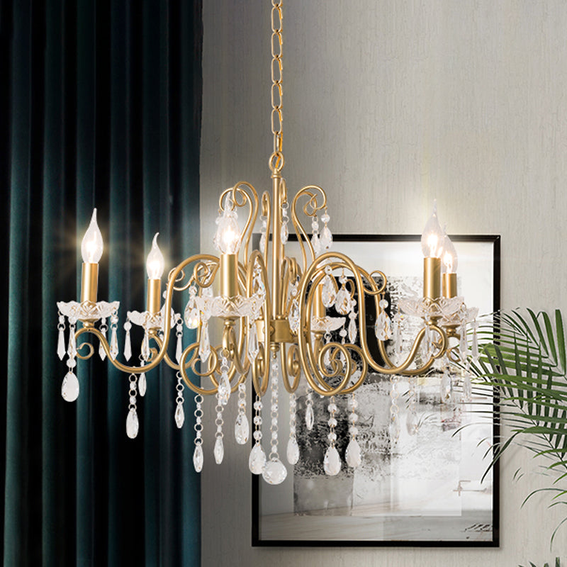Victorian Swirl Arm Candelabra Chandelier 6 Bulbs Gold - Rebooters