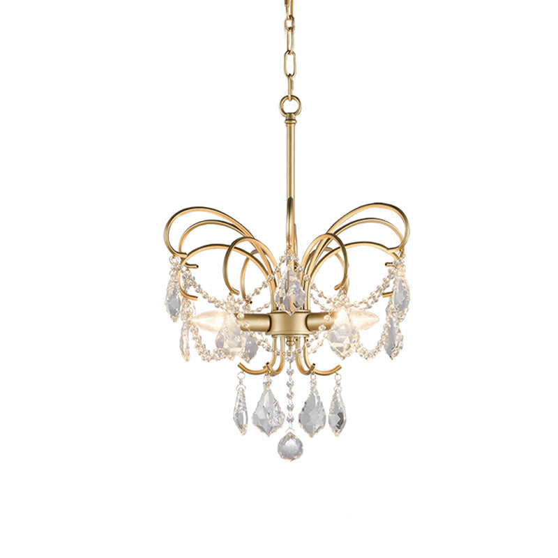 3 Bulbs Butterfly Chandelier Lighting Rural Gold Pendant Lamp - Rebooters