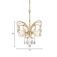3 Bulbs Butterfly Chandelier Lighting Rural Gold Pendant Lamp - Rebooters