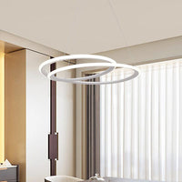 Acrylic Halo Ring Chandelier Lighting Minimal LED White Lamp - Rebooters