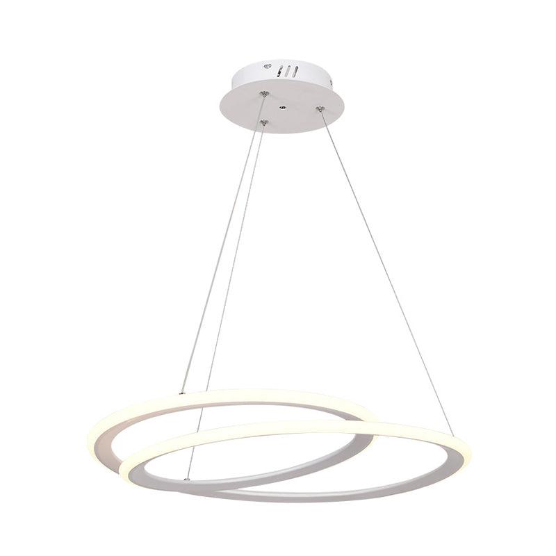 Acrylic Halo Ring Chandelier Lighting Minimal LED White Lamp - Rebooters