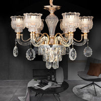 7-Bulb Clear Crystal Chandelier Lighting Fixture Rural Gold - Rebooters