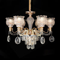 7-Bulb Clear Crystal Chandelier Lighting Fixture Rural Gold - Rebooters