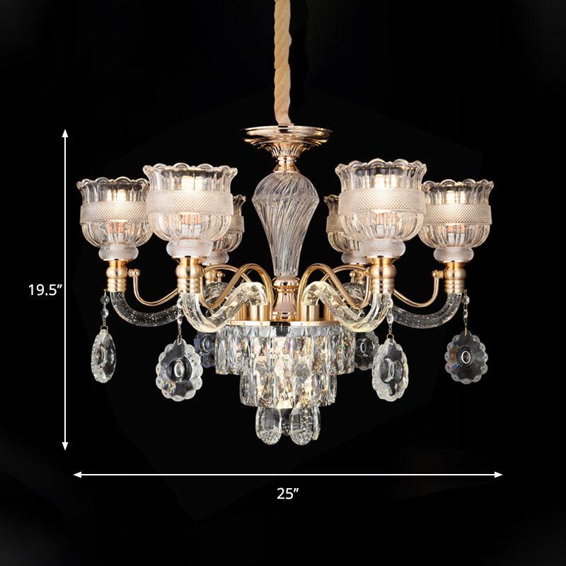 7-Bulb Clear Crystal Chandelier Lighting Fixture Rural Gold - Rebooters