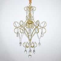 3 Lights Beaded Chandelier Lighting Country Gold Finish - Rebooters