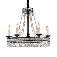 Black 4/6-Light Chandelier Lamp Crystal Strand Ceiling Light - Rebooters