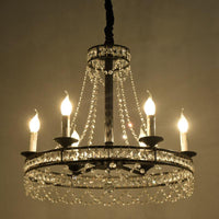 Black 4/6-Light Chandelier Lamp Crystal Strand Ceiling Light - Rebooters