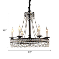 Black 4/6-Light Chandelier Lamp Crystal Strand Ceiling Light - Rebooters