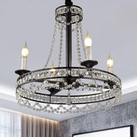Black 4/6-Light Chandelier Lamp Crystal Strand Ceiling Light - Rebooters