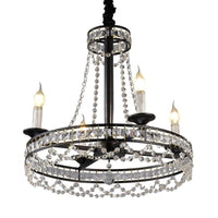 Black 4/6-Light Chandelier Lamp Crystal Strand Ceiling Light - Rebooters