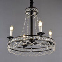 Black 4/6-Light Chandelier Lamp Crystal Strand Ceiling Light - Rebooters
