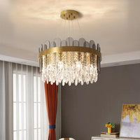 Drum Dining Room Ceiling Chandelier Retro Crystal 8/12 Lights Gold Finish - Rebooters