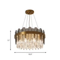 Drum Dining Room Ceiling Chandelier Retro Crystal 8/12 Lights Gold Finish - Rebooters