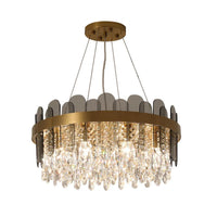 Drum Dining Room Ceiling Chandelier Retro Crystal 8/12 Lights Gold Finish - Rebooters