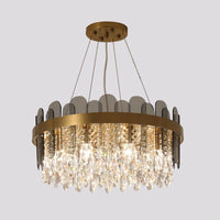Drum Dining Room Ceiling Chandelier Retro Crystal 8/12 Lights Gold Finish - Rebooters