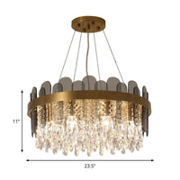 Drum Dining Room Ceiling Chandelier Retro Crystal 8/12 Lights Gold Finish - Rebooters