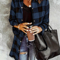 Plaid Button-Up Shirt Long Sleeves for Women - Cozy Style Rebooters Womens Shirts