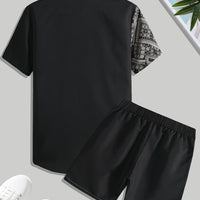 Ethnic Print Lapel Shirt and Shorts Summer Set for Men Rebooters mens 2 piece set