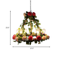 6 Lights Exposed Bulb Chandelier Lamp Loft Style Black Metal Pendant Light Kit - Rebooters