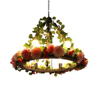 6 Lights Exposed Bulb Chandelier Lamp Loft Style Black Metal Pendant Light Kit - Rebooters