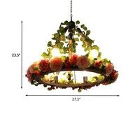 6 Lights Exposed Bulb Chandelier Lamp Loft Style Black Metal Pendant Light Kit - Rebooters