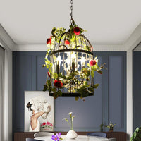 Black 4 Lights Chandelier Light Farmhouse Birdcage Lamp - Rebooters