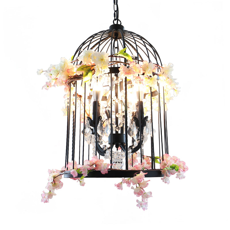 Black 4 Lights Chandelier Light Farmhouse Birdcage Lamp - Rebooters