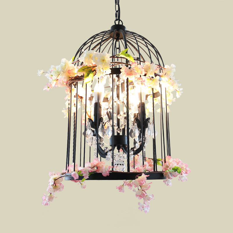 Black 4 Lights Chandelier Light Farmhouse Birdcage Lamp - Rebooters