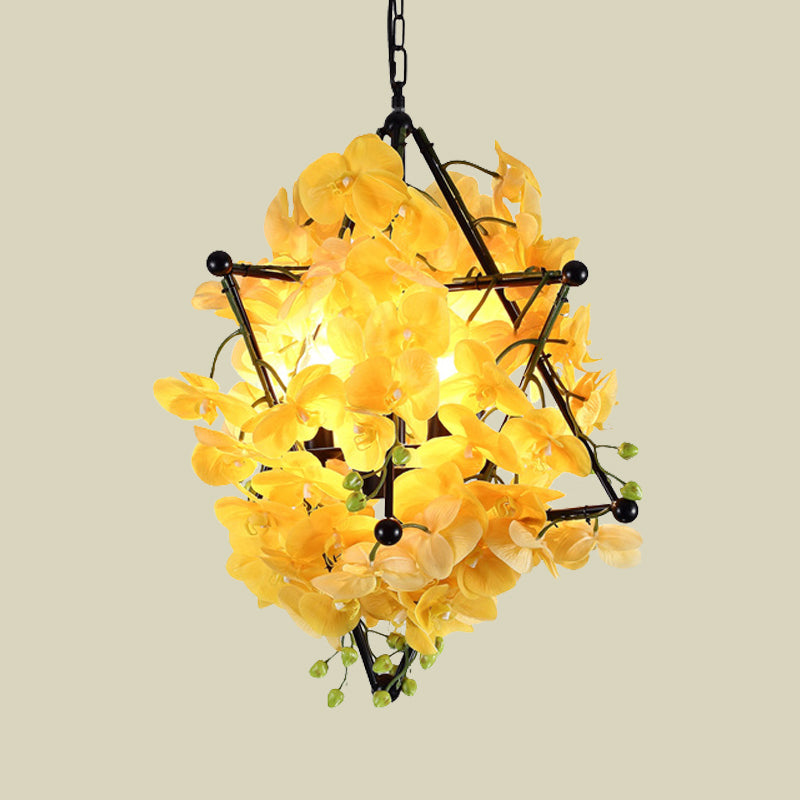 Metal Star Frame Chandelier Lamp Retro Style 4 Lights - Rebooters