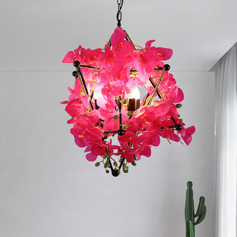 Metal Star Frame Chandelier Lamp Retro Style 4 Lights - Rebooters