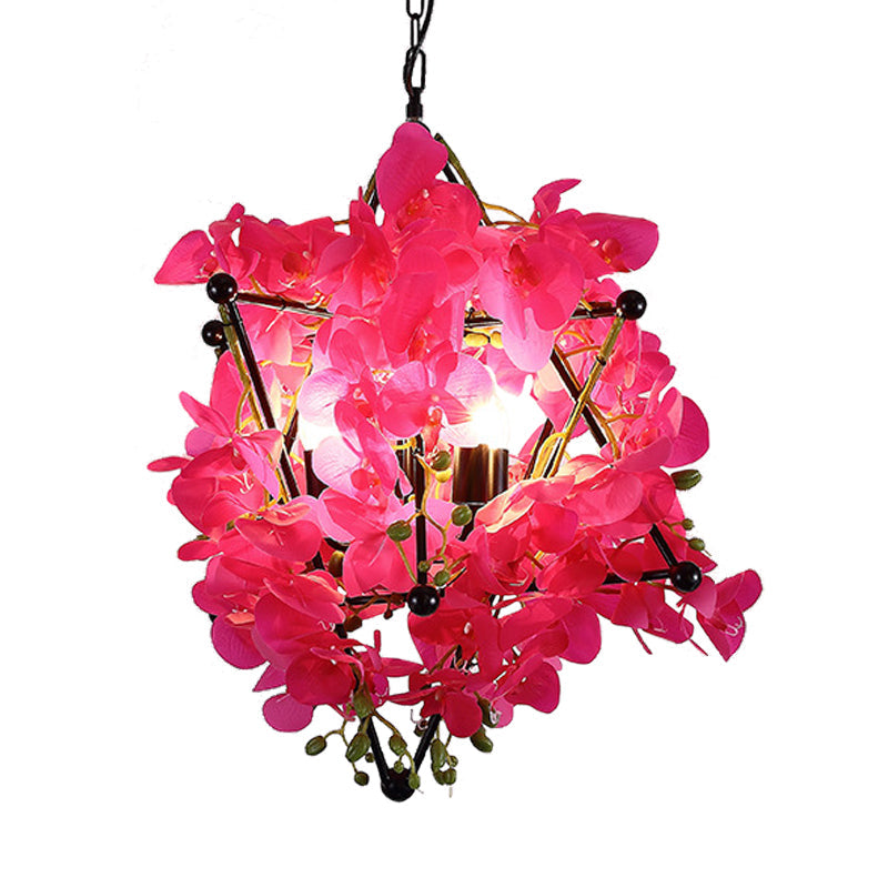 Metal Star Frame Chandelier Lamp Retro Style 4 Lights - Rebooters