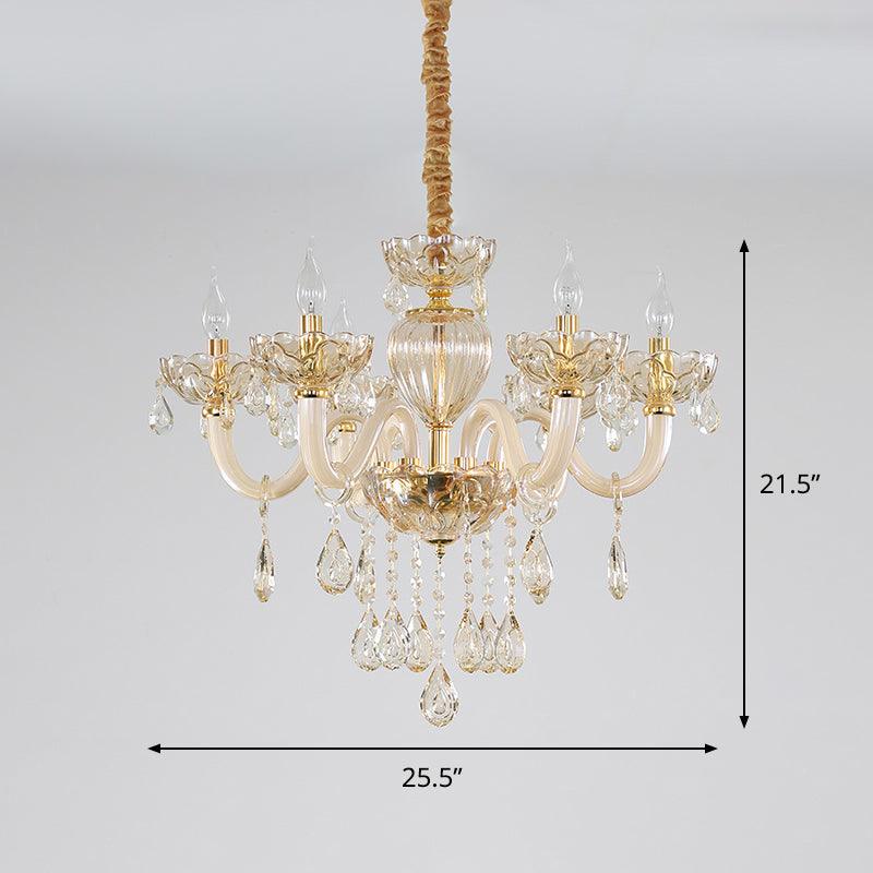 6-Light Candelabra Chandelier Lighting Contemporary Gold Finish - Rebooters