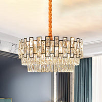 5 Lights Hanging Lighting Modernism 3-Tier Crystal Chandelier - Rebooters