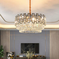 5 Lights Hanging Lighting Modernism 3-Tier Crystal Chandelier - Rebooters