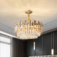 9 Bulbs Round Pendant Chandelier Modern Gold Finish Light - Rebooters