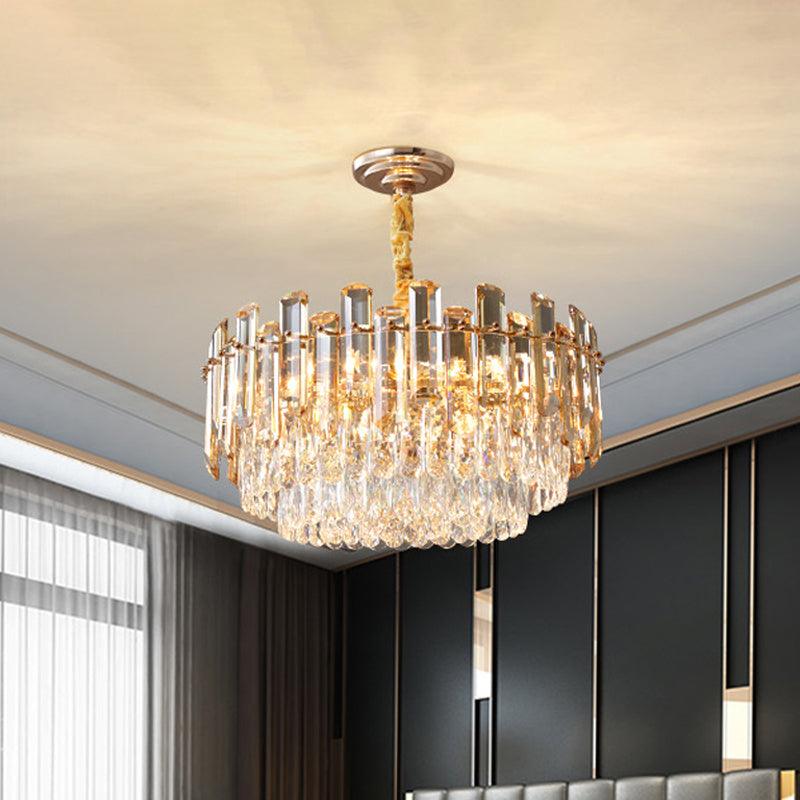 9 Bulbs Round Pendant Chandelier Modern Gold Finish Light - Rebooters