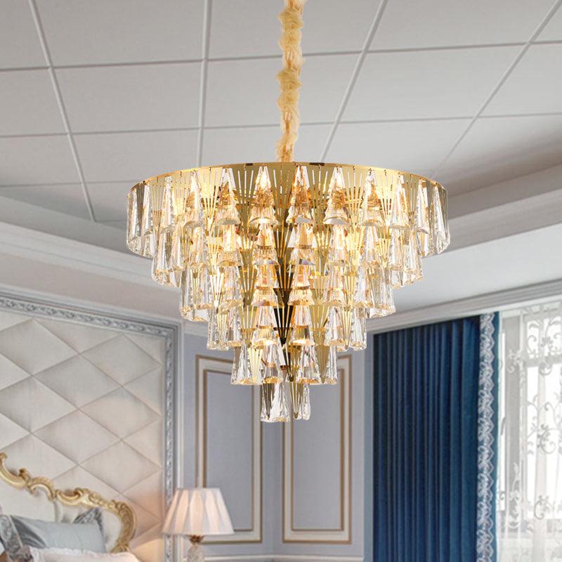 Conical Crystal Chandelier Lamp Contemporary 8 Bulbs Light - Rebooters