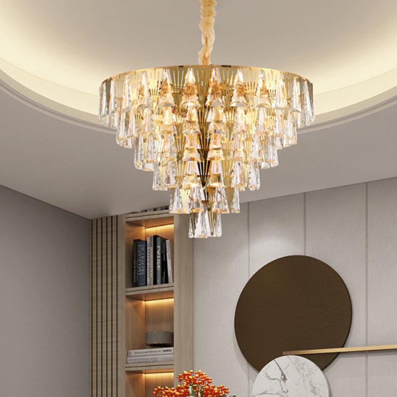 Conical Crystal Chandelier Lamp Contemporary 8 Bulbs Light - Rebooters