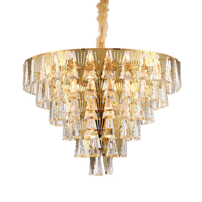 Conical Crystal Chandelier Lamp Contemporary 8 Bulbs Light - Rebooters