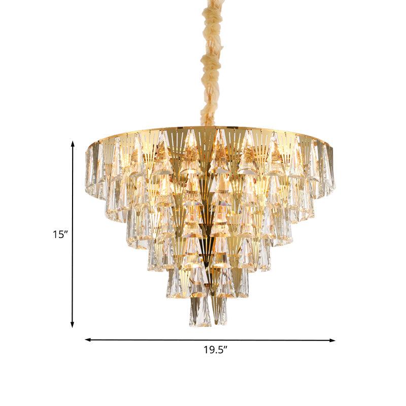 Conical Crystal Chandelier Lamp Contemporary 8 Bulbs Light - Rebooters