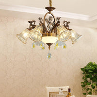 Bell Dining Room Chandelier Traditional Crystal 6/8 Bulbs Bronze - Rebooters