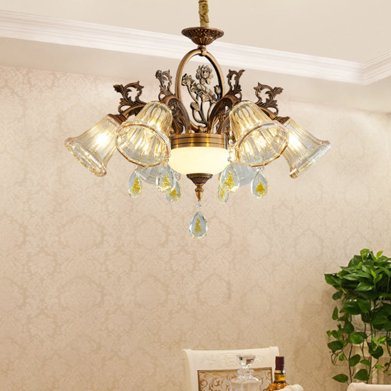 Bell Dining Room Chandelier Traditional Crystal 6/8 Bulbs Bronze - Rebooters