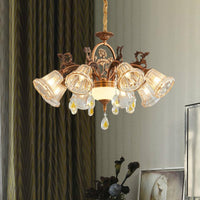 Bell Dining Room Chandelier Traditional Crystal 6/8 Bulbs Bronze - Rebooters