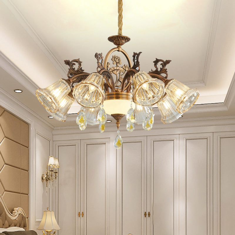 Bell Dining Room Chandelier Traditional Crystal 6/8 Bulbs Bronze - Rebooters