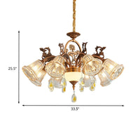 Bell Dining Room Chandelier Traditional Crystal 6/8 Bulbs Bronze - Rebooters