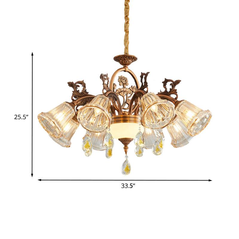 Bell Dining Room Chandelier Traditional Crystal 6/8 Bulbs Bronze - Rebooters
