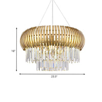 8-Light Crystal Icicle Chandelier Mid Century Gold Pendant - Rebooters