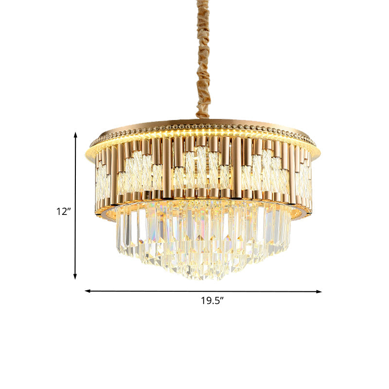 LED Hanging Chandelier Modern Style Layered Crystal Rod Pendant Lighting in Gold - Rebooters